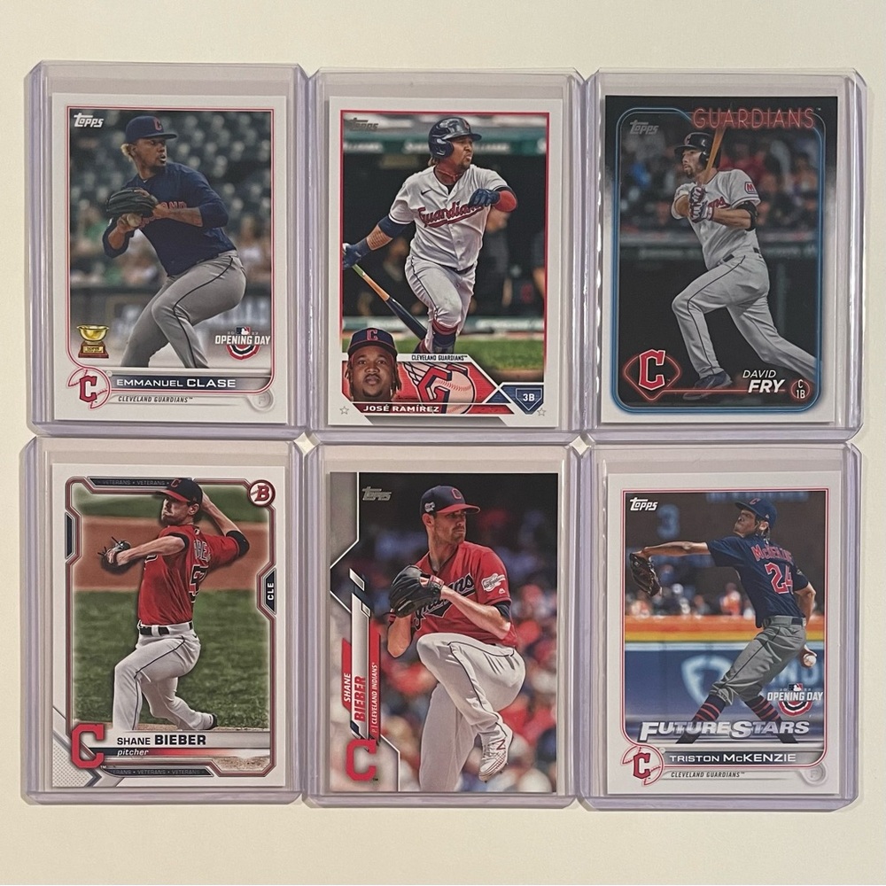 Lot of 6 Cleveland Indians/Guardians Topps MLB Baseball Cards